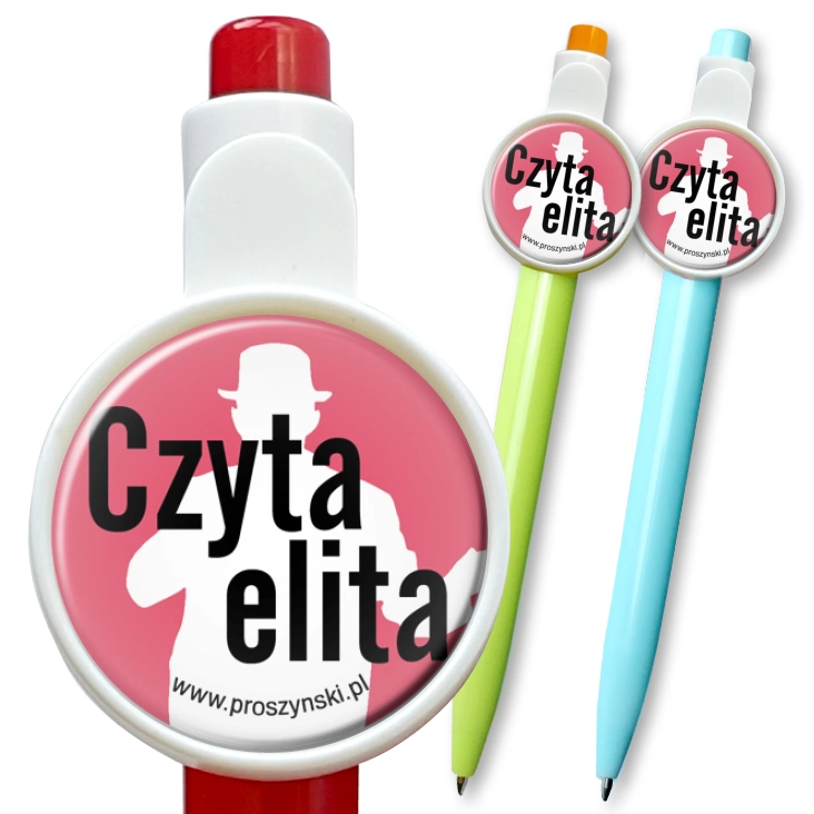 przypinka długopis Czyta elita