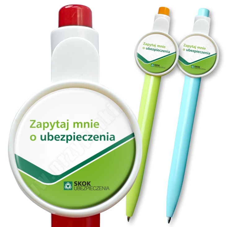 przypinka długopis Zapytaj mnie o ubezpieczenia