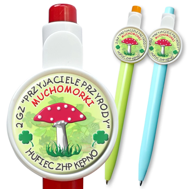 przypinka długopis 2 GZ Przyjaciele Przyrody MUCHOMORKI