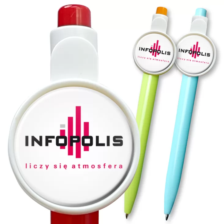 przypinka długopis Infopolis - liczy się atmosfera