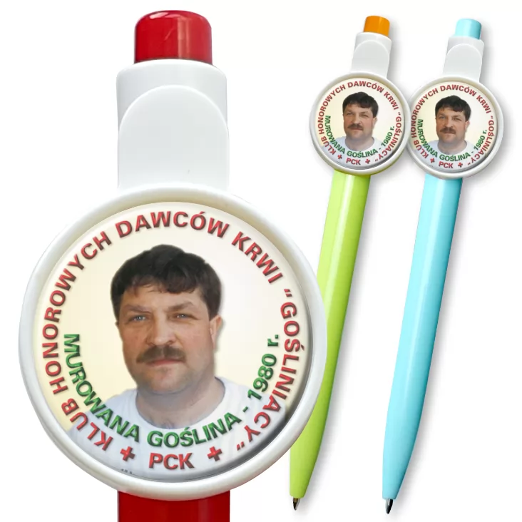 przypinka długopis Klub Honorowych Dawców Krwi Gośliniacy