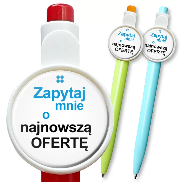 przypinka długopis Zapytaj mnie o....