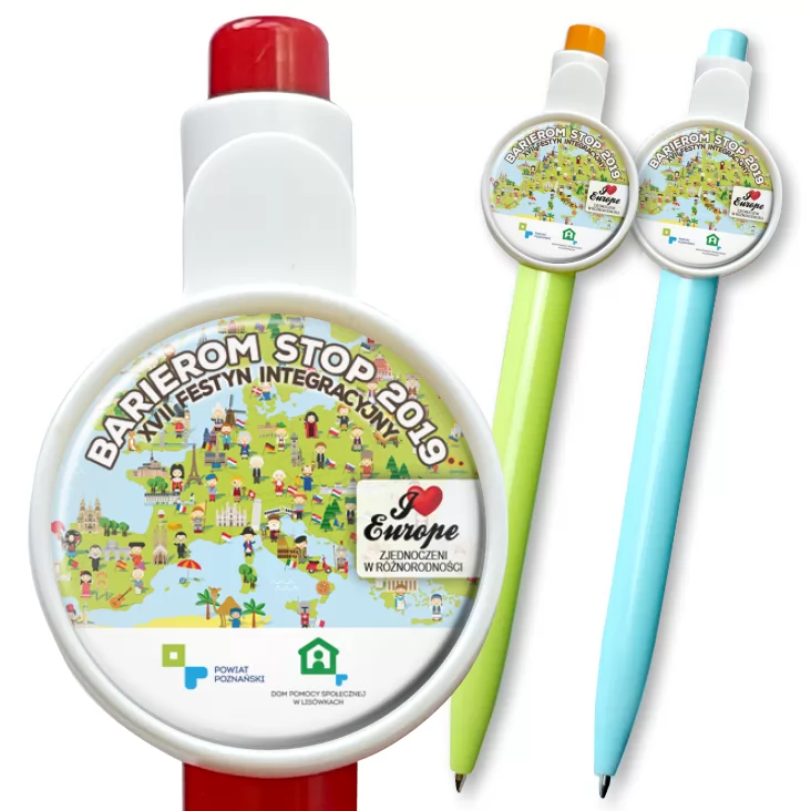przypinka długopis Barierom Stop 2019