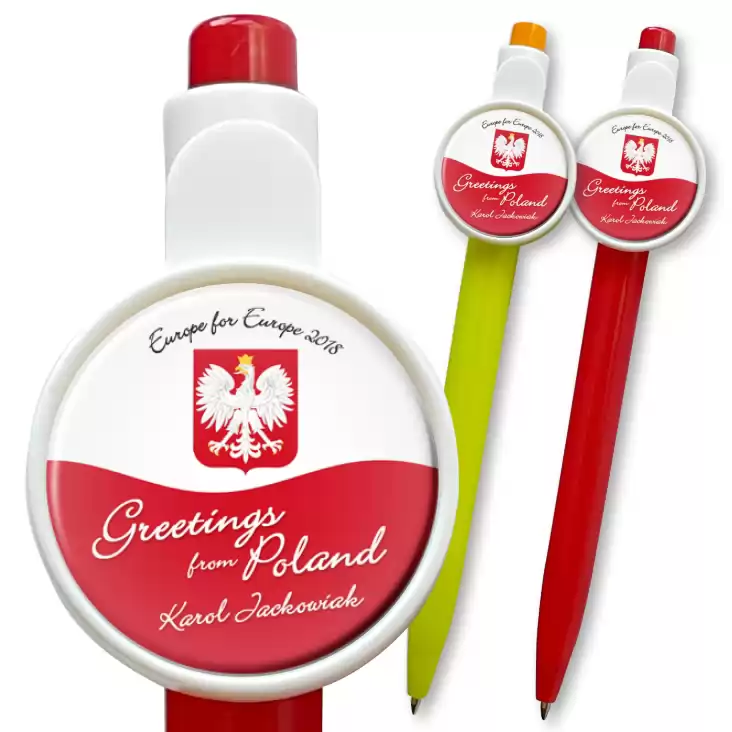 przypinka długopis Greetings from Poland