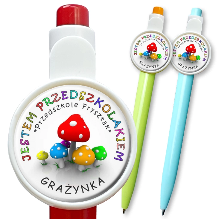 przypinka długopis Przedszkole Frysztak - grzybki