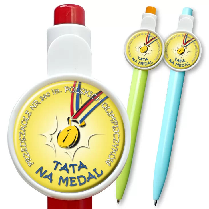 przypinka długopis Tata na medal
