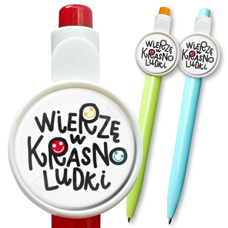 przypinka długopis Wierzę w Krasnoludki