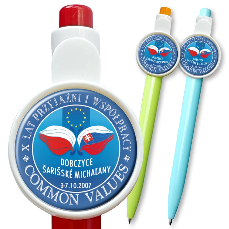 przypinka długopis Dobczyce - Sariske Michalany - X Lat Przyjaźni i Współpracy