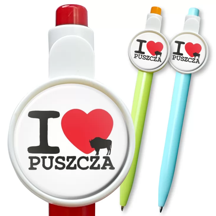 przypinka długopis I love Puszcza