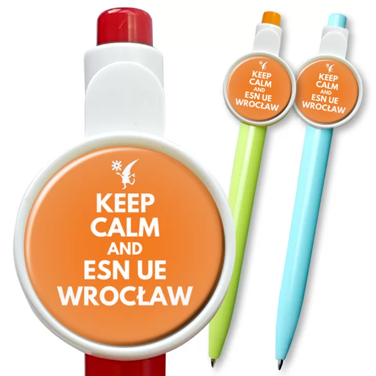przypinka długopis Keep calm and ESN
