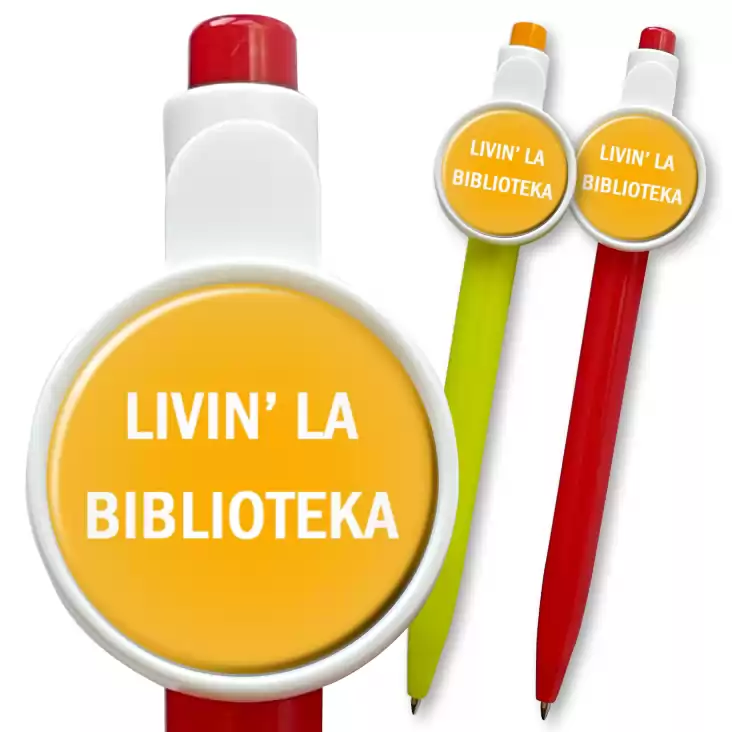 przypinka długopis livin’ la biblioteka
