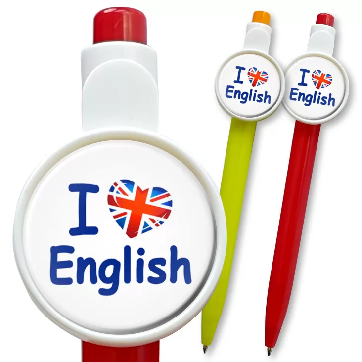 przypinka długopis I Love English