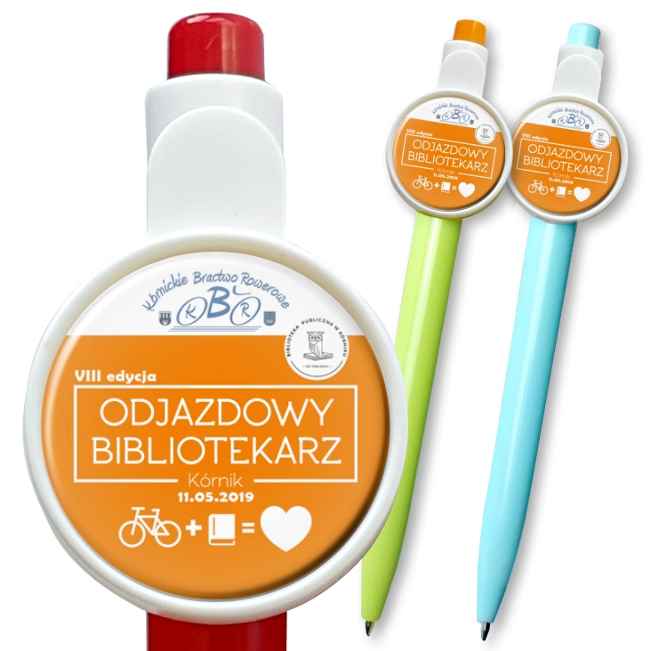 przypinka długopis Odjazdowy Bibliotekarz Kórnik 2019