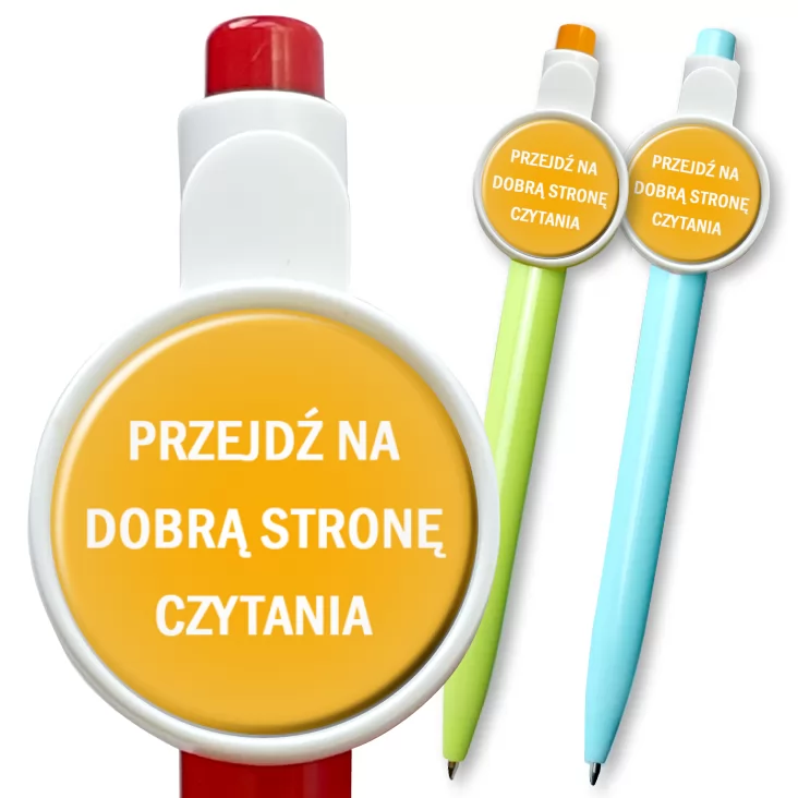 przypinka długopis Przejdź na dobrą stronę czytania