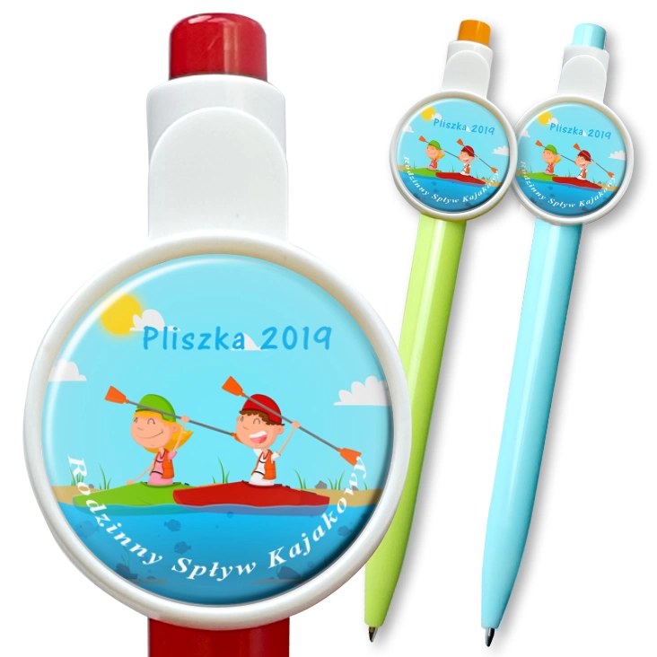 przypinka długopis Rodzinny Spływ Kajakowy Pliszka 2019