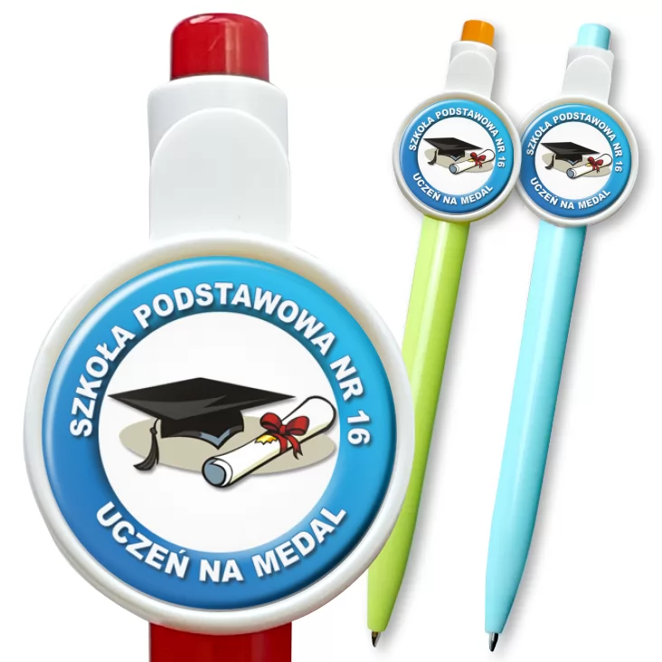 przypinka długopis SP nr 16 - uczeń na medal