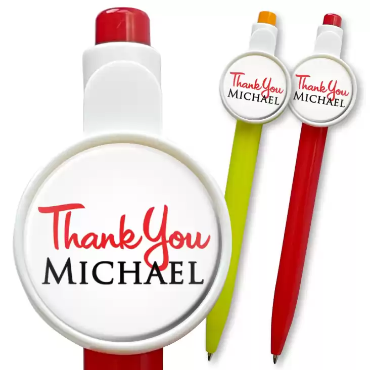 przypinka długopis Thanks Michael