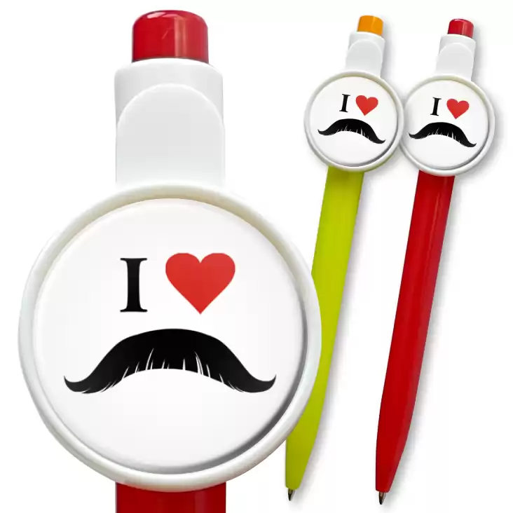przypinka długopis I love moustache