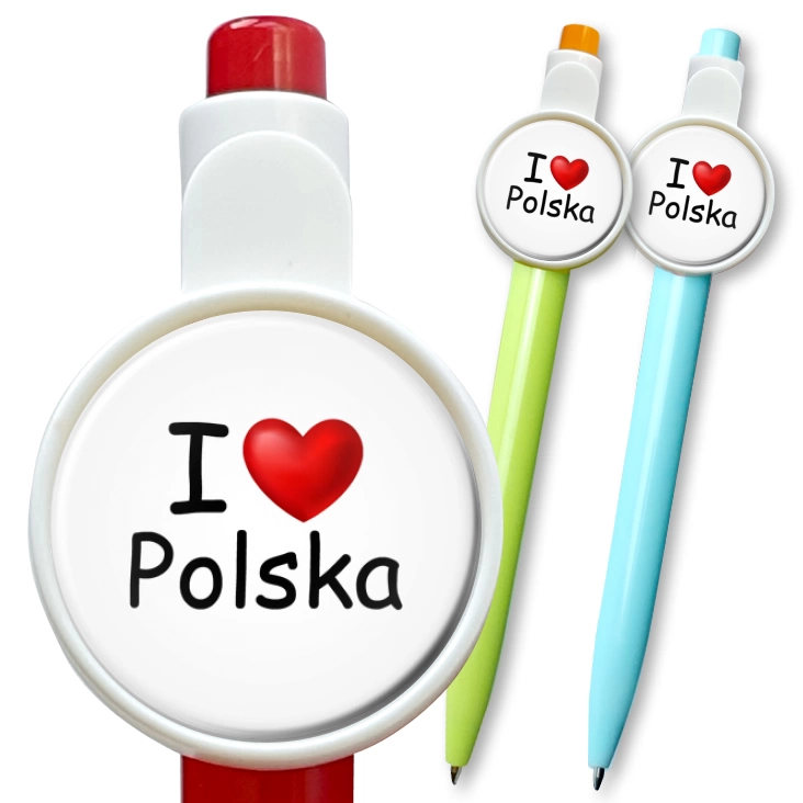 przypinka długopis I love Polska serduszko