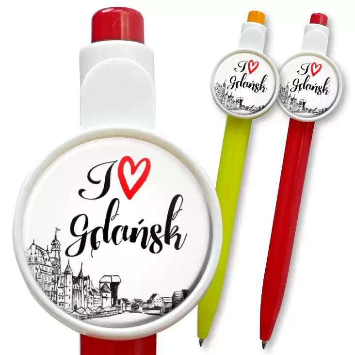 przypinka długopis I love Gdańsk
