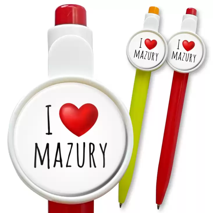 przypinka długopis I love Mazury