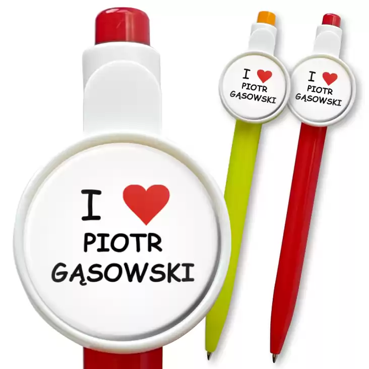 przypinka długopis I love Piotr Gąsowski