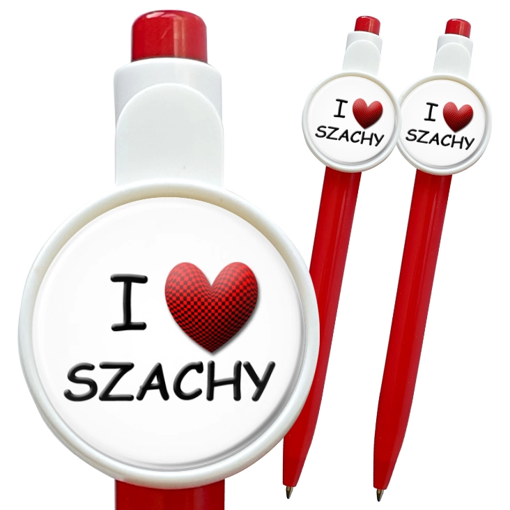 przypinka długopis I love szachy