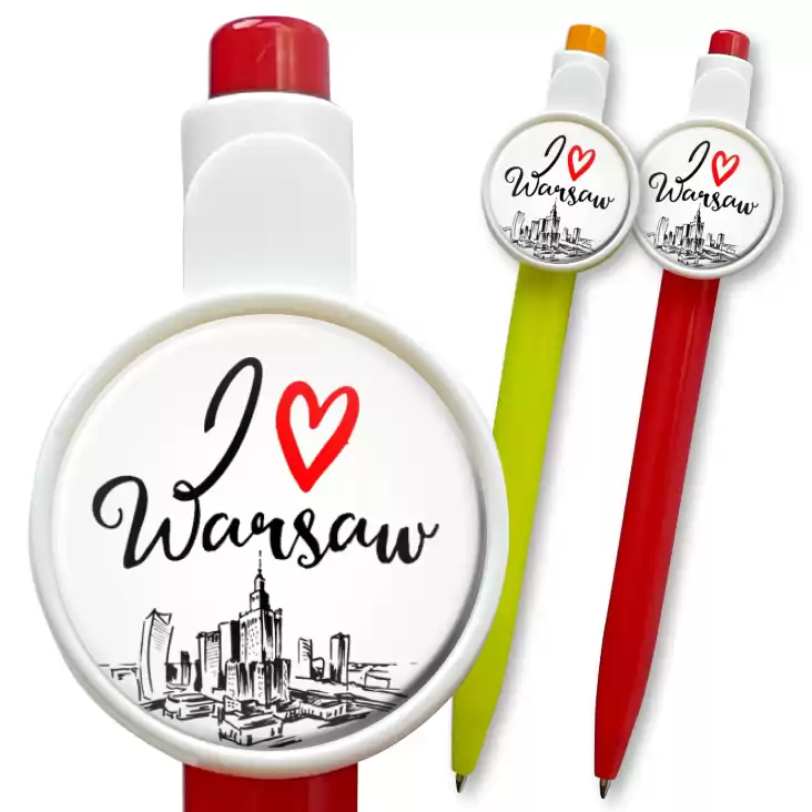 przypinka długopis I love Warsaw