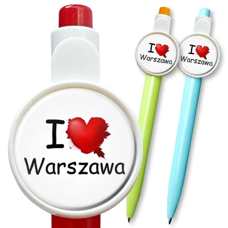 przypinka długopis I love Warszawa