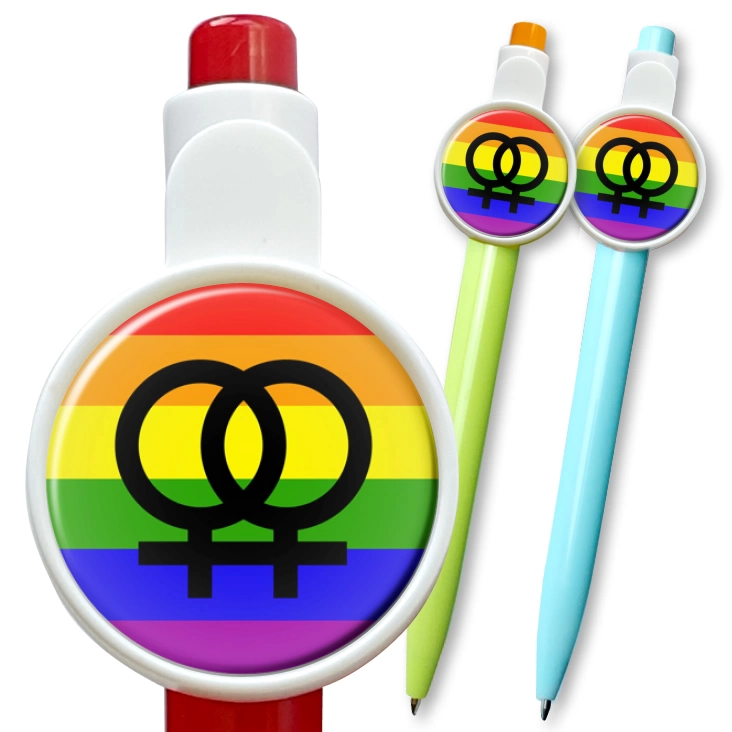 przypinka długopis Para kobiet - symbole