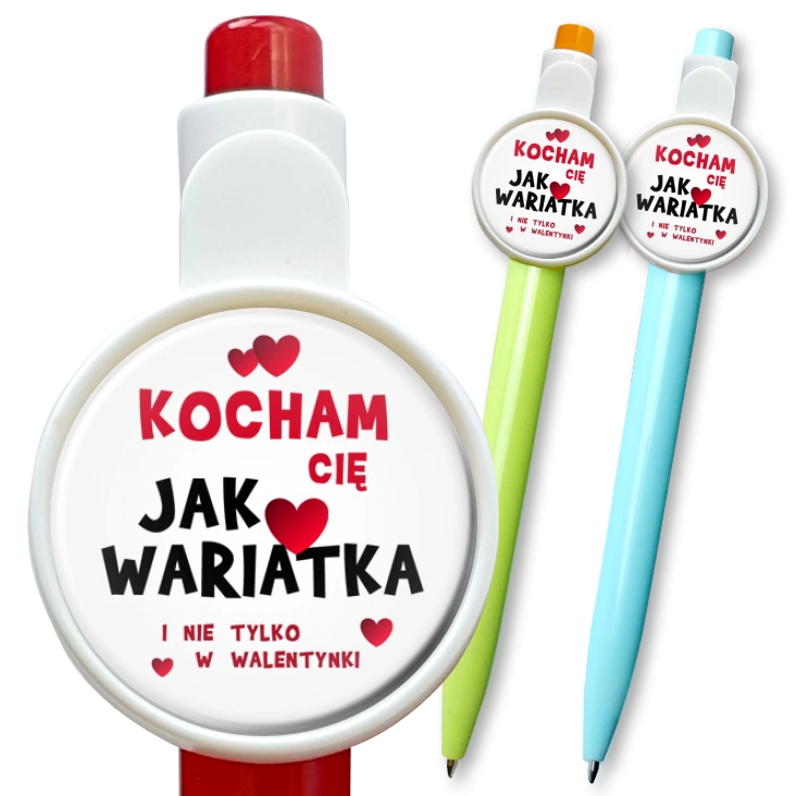 przypinka długopis Kocham Cię Jak wariatka