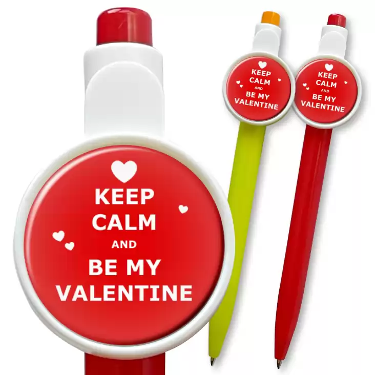 przypinka długopis Keep calm and be my Valentine