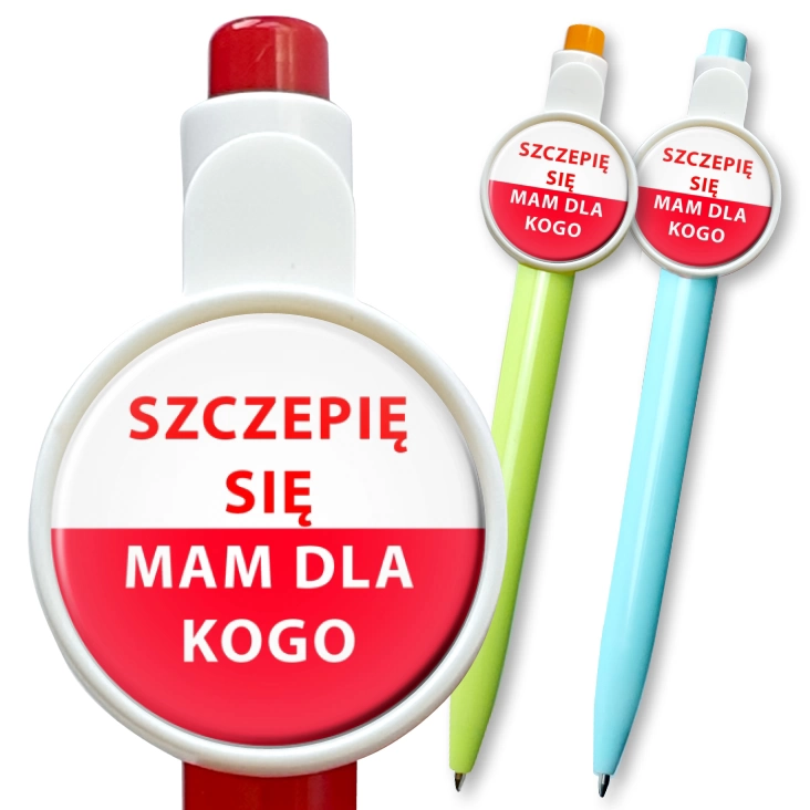 przypinka długopis Szczepię się. Mam dla kogo