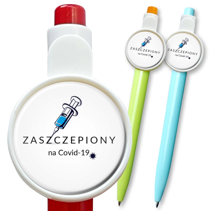 przypinka długopis Zaszczepiony na Covid-19