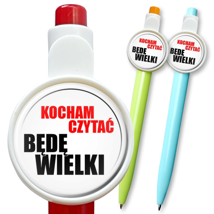 przypinka długopis Kocham czytać - będę wielki