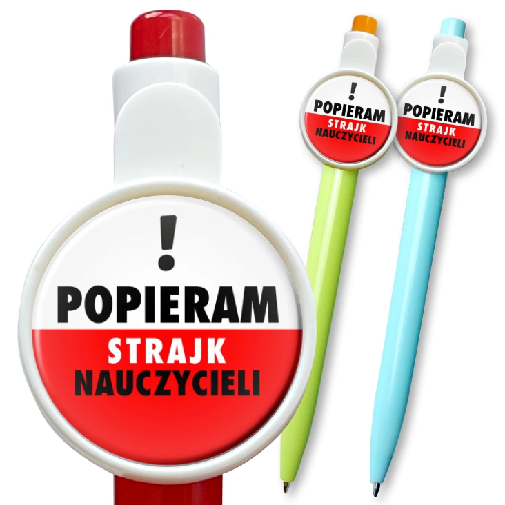 przypinka długopis Popieram strajk