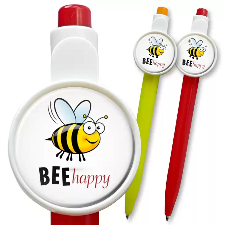 przypinka długopis Bee happy
