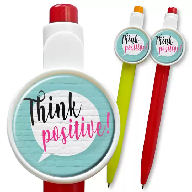 przypinka długopis Think positive