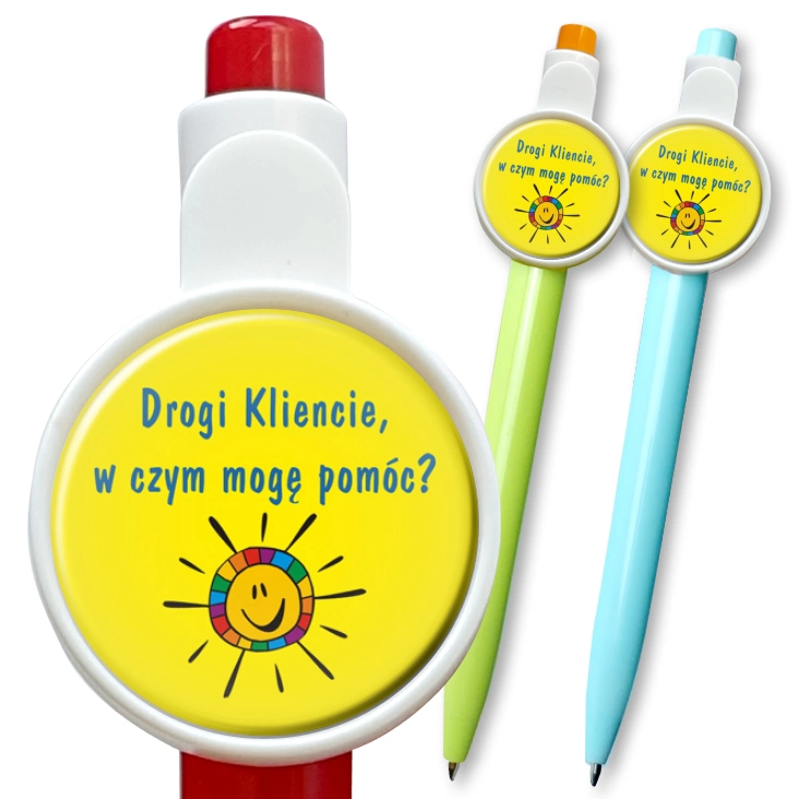 przypinka długopis W czym mogę pomóc? Słoneczko