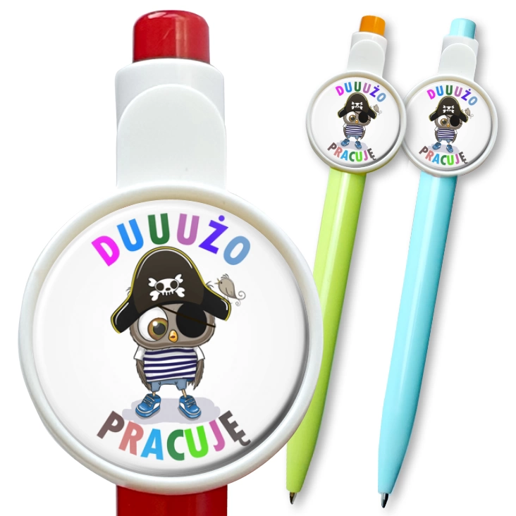 przypinka długopis Dużo pracuję