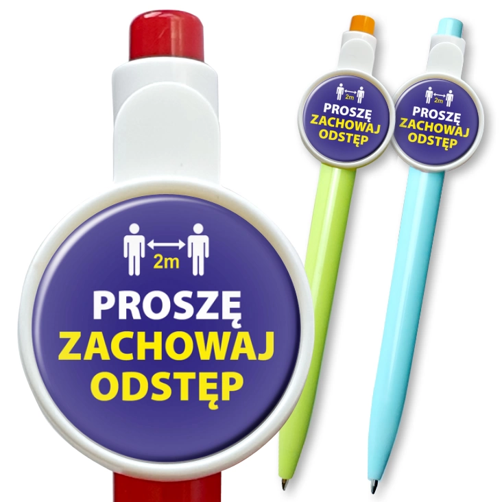 przypinka długopis Proszę zachowaj odstęp