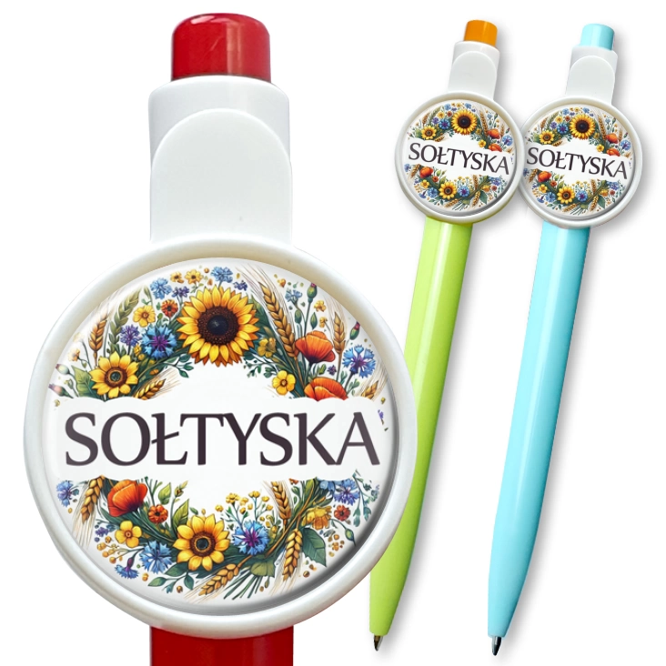 przypinka długopis Sołtyska polskie kwiaty polne