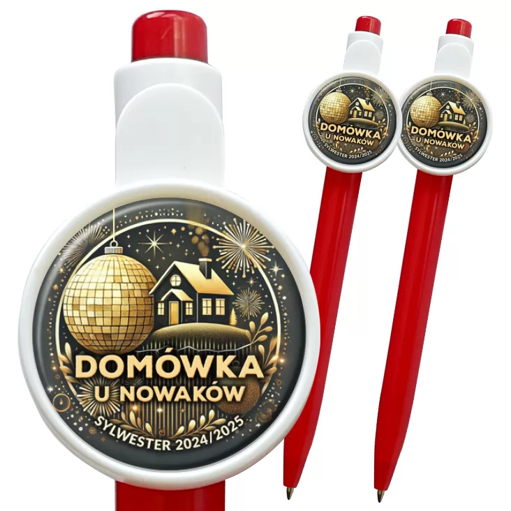 przypinka długopis Sylwester domówka