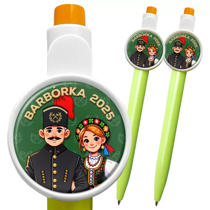 przypinka długopis Barbórka górnik w mundurze górniczym