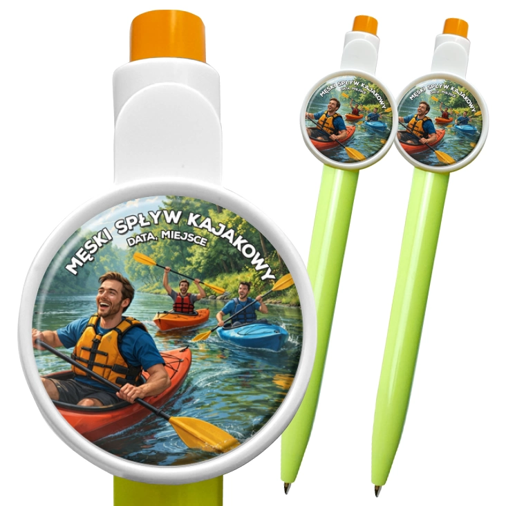 przypinka długopis Męski spływ kajakowy