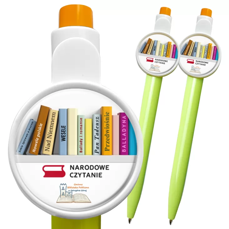 przypinka długopis Narodowe Czytanie 2025 Biblioteka w Opinogórze