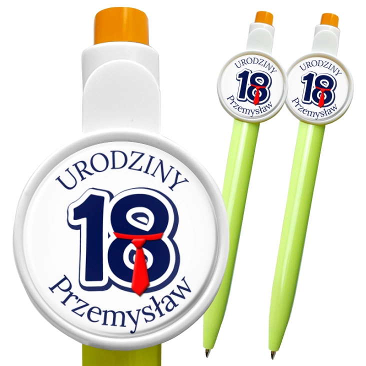 przypinka długopis Osiemnaste urodziny pod krawatem