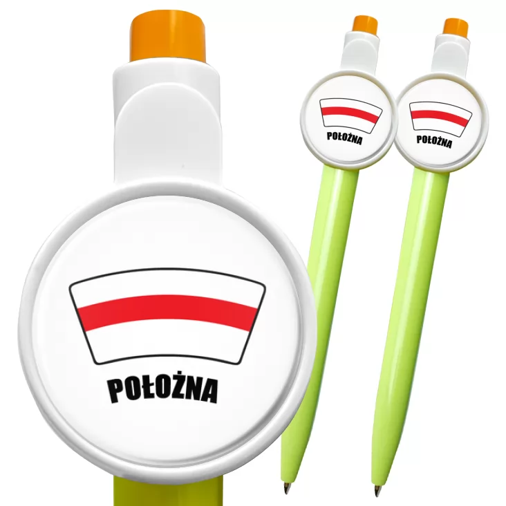 przypinka długopis Czerwony czepek położna