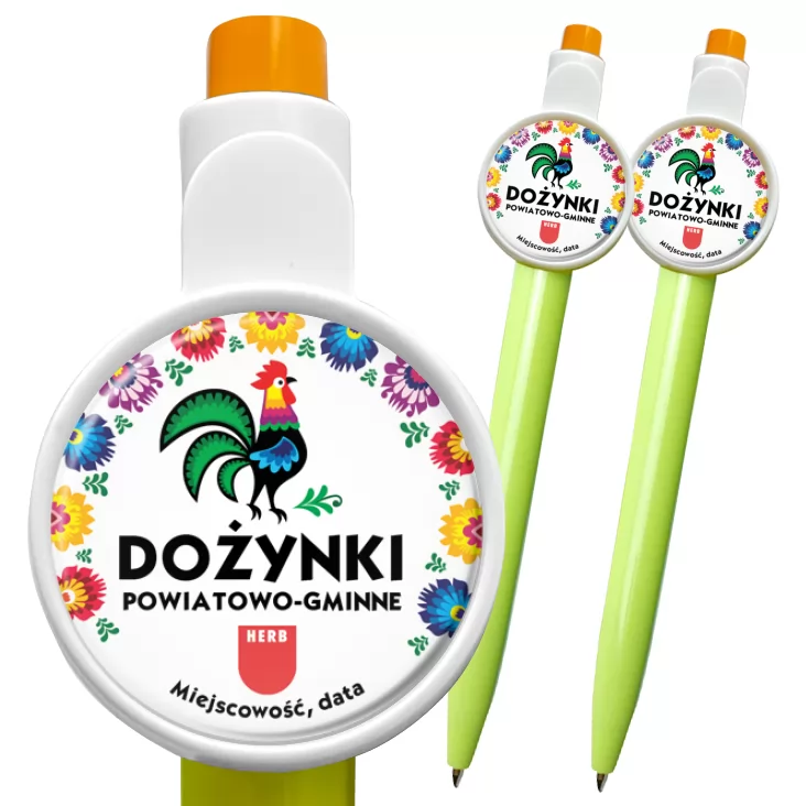 przypinka długopis Dożynki powiatowo-gminne z kogutem
