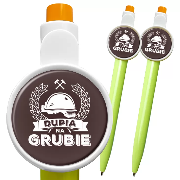 przypinka długopis Dupia na grubie